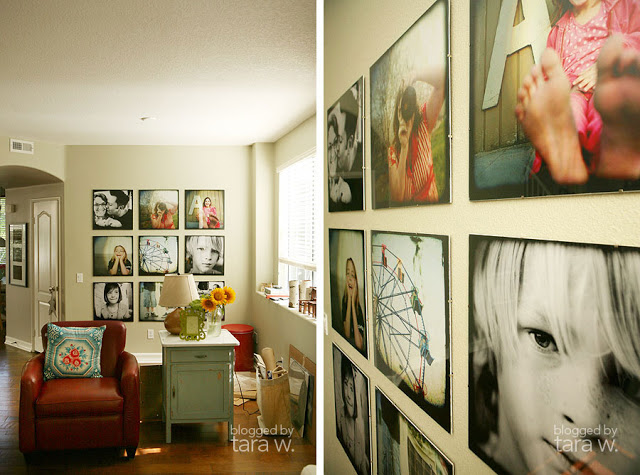 Photo Wall Idea #28 - Alternate Black and White Photos with Color Photos