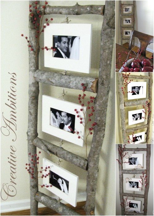 Photo Wall Idea #17 - Handmade Ladder