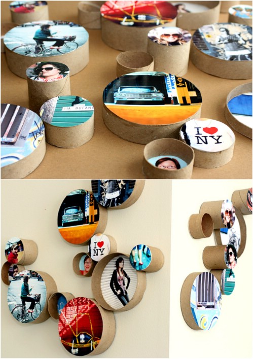 Photo Wall Idea #24 - Round Cardboard Frames