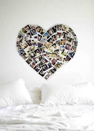 Photo Wall Idea #10 - Heart-shaped Display of Instagram Photos