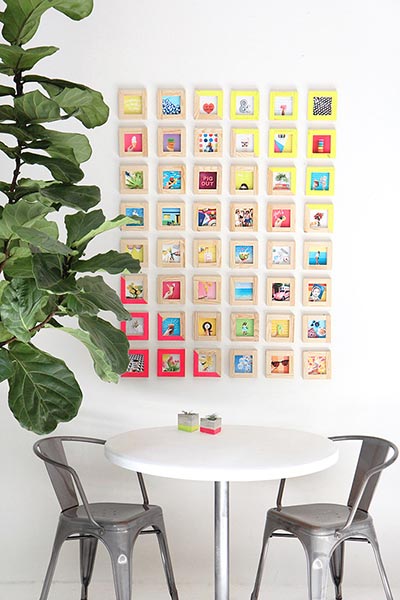 Photo Wall Idea #2 - Tiny Gallery of Colorful Photos