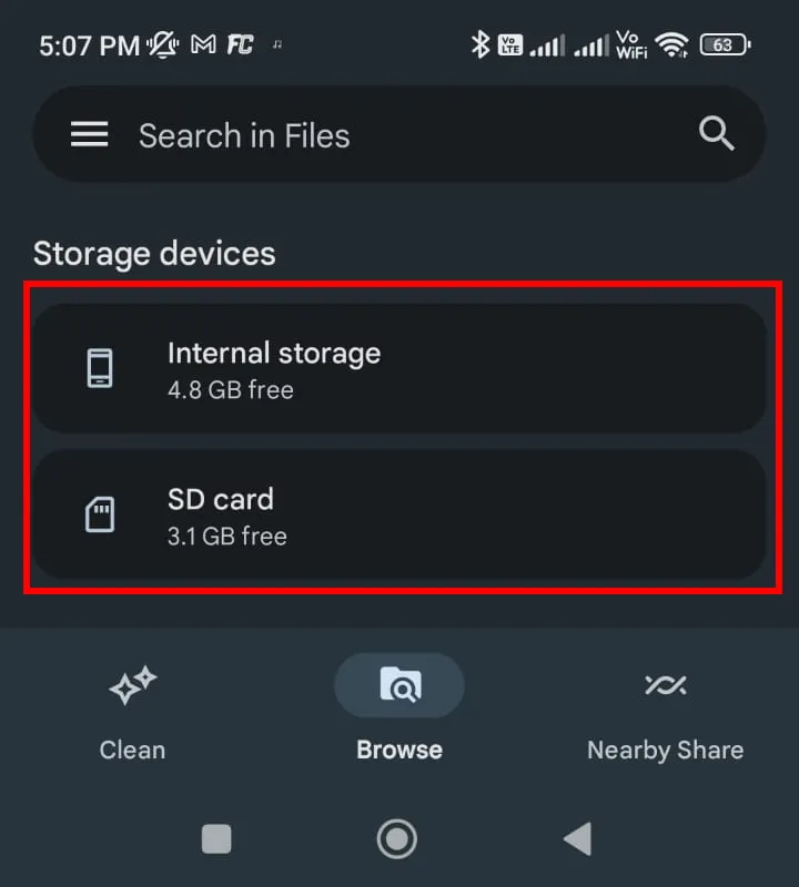 Check Available Storage Space
