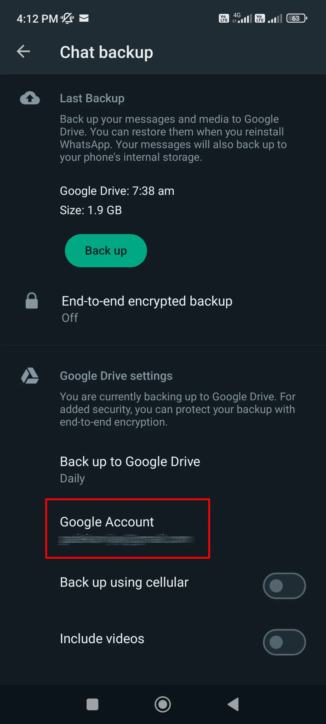 Check WhatsApp Backup Settings on Google Drive