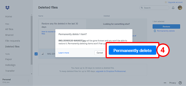 permanently delete