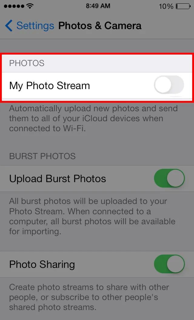 Disabling Photo Stream: What happens?