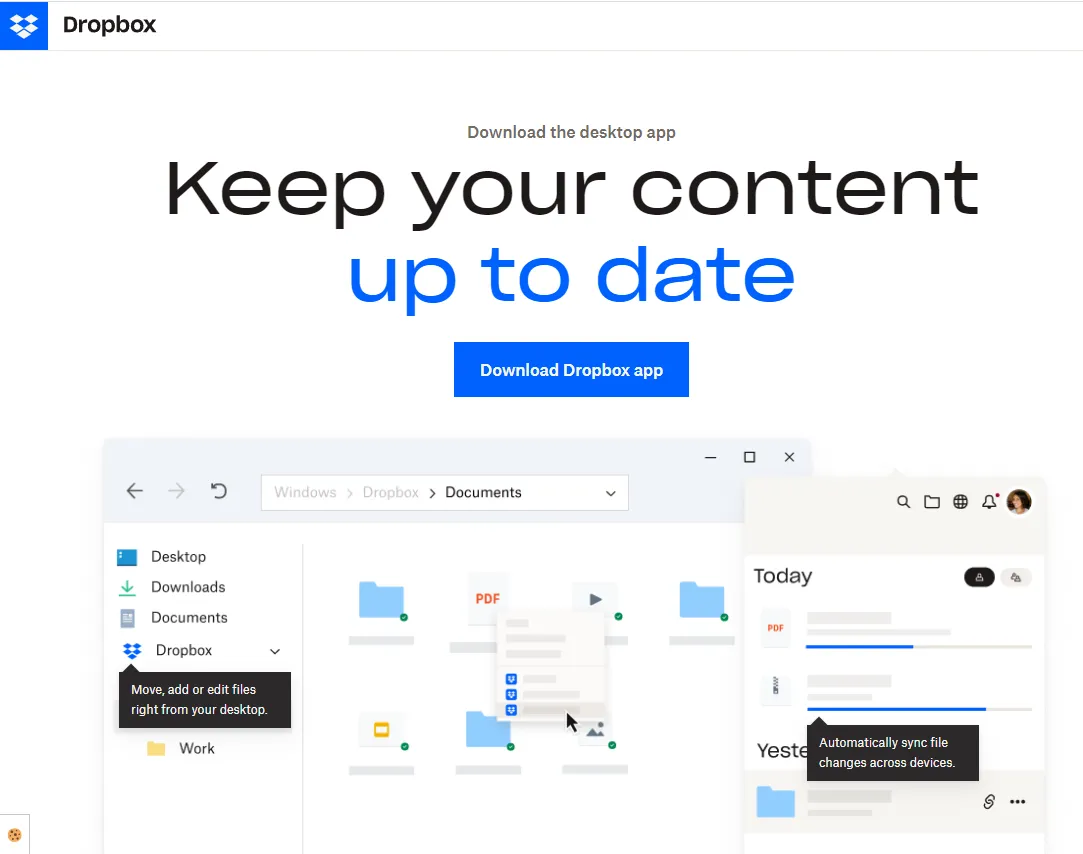 Dropbox desktop app