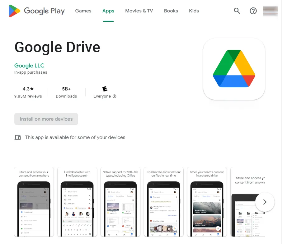 Install Google Drive app