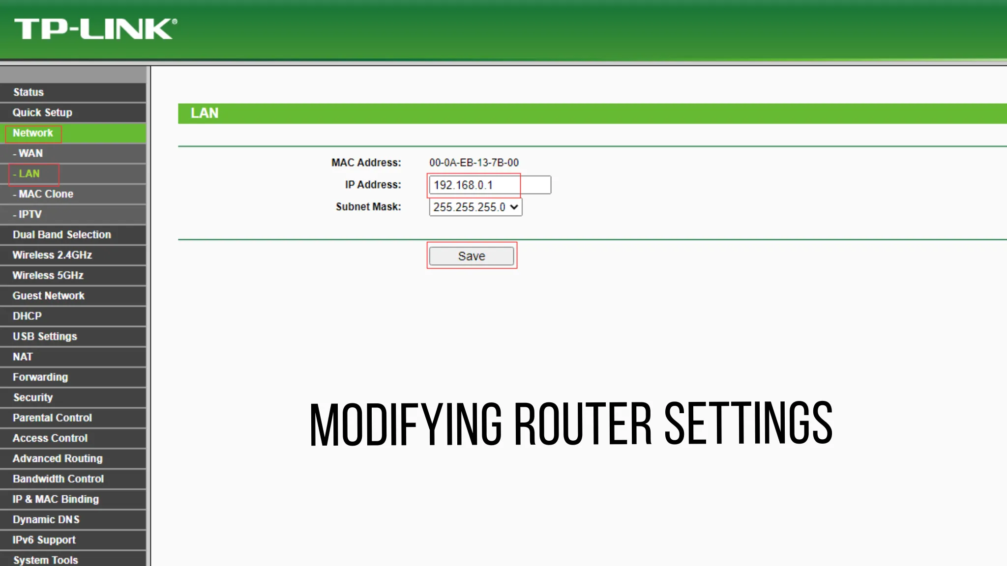 Modifying router settings
