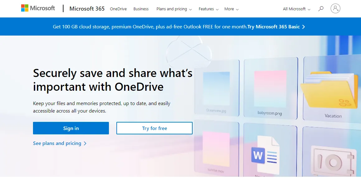 Free Cloud Storage for Photos and Files – Microsoft OneDrive