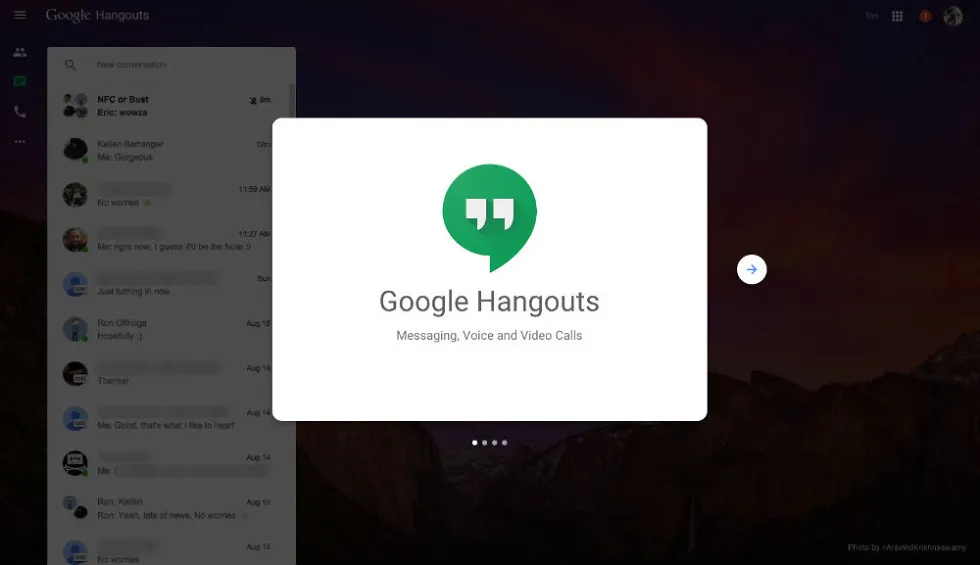 Using the Hangouts Website